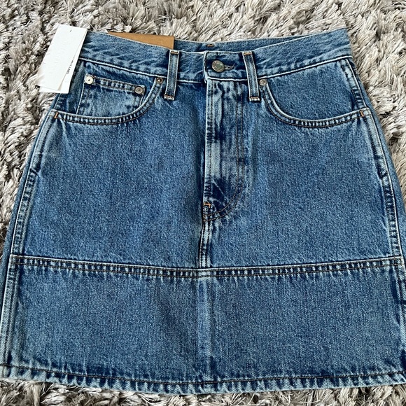 NWT Helmut Lang Blue Medium Wash A-Line Jeans Skirt - US Waist 24 - Picture 6 of 10